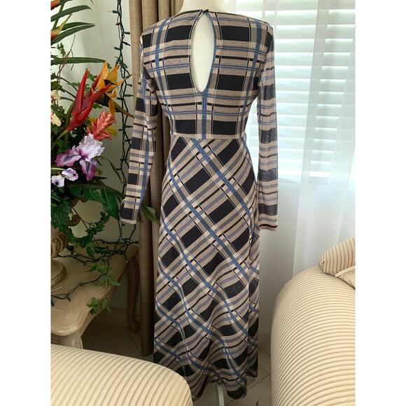 Topshop Check Print Long Sleeve Midi Dress in Multicolor - Picture 8 of 12